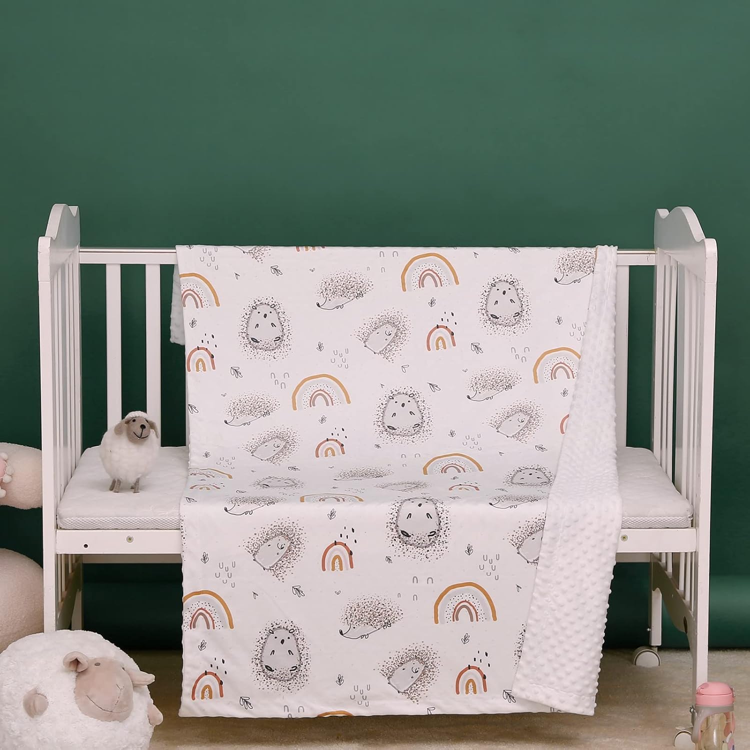insular Manta de bebé para niños y niñas, felpa suave Minky con respaldo de puntos, manta de recepción de doble capa para cochecito, cuna, manta de