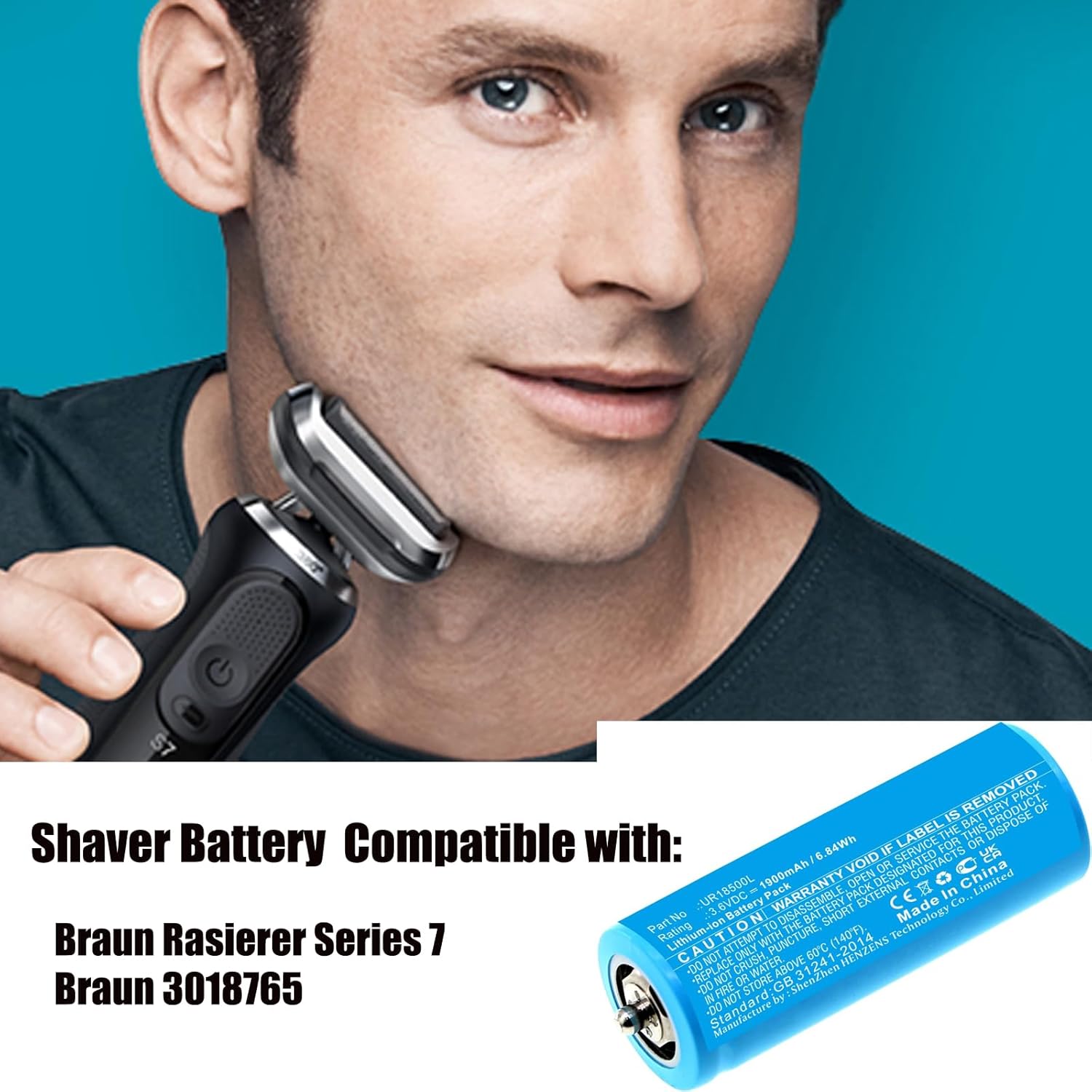 1900mAh Batería de repuesto para Braun 3018765, Rasierer Series 7, 2011, 2012, 5375, 5375 Silk-epil, 5377, 5377 Silk-epil, 5671, 5671 Silk-epil,
