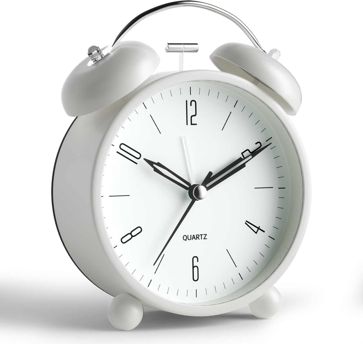 Reloj despertador analógico, reloj pequeño súper silencioso de 4 pulgadas sin tictac con luz nocturna, funciona con pilas, diseño simple, alarma