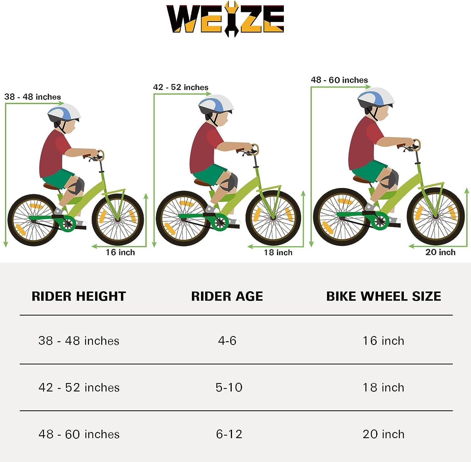 WEIZE Kids Bike, 16 18 20 Inch Children Bicycle for Boys Girls Ages 4-12 Years Old, Rider Height 38-60 Inch, Coaster Brake, Multiple Color Options