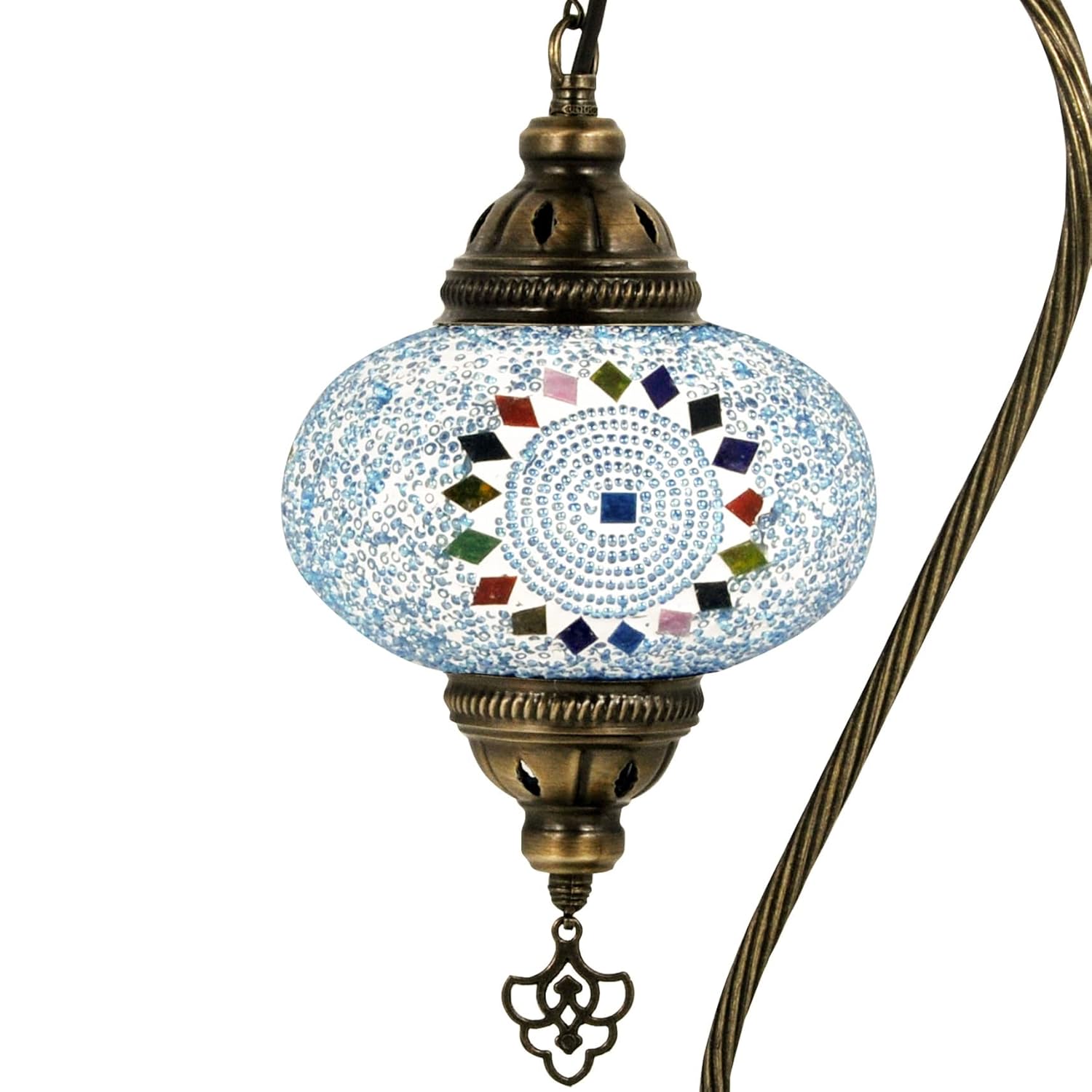 Mosland Home Turkish Lamp Mosaic Table Lamps  Turkish Moroccan Lamp with Bronze Base  Handmade Swan Neck Tiffany Night Lamp  Mosaic Glass Bedside
