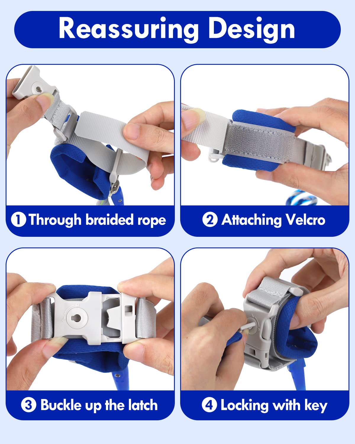 Lehoo Castle Correa para niños, correa de muñeca antipérdida de 4.9 pies para niños pequeños con bloqueo de llave, correa reflectante para niños,