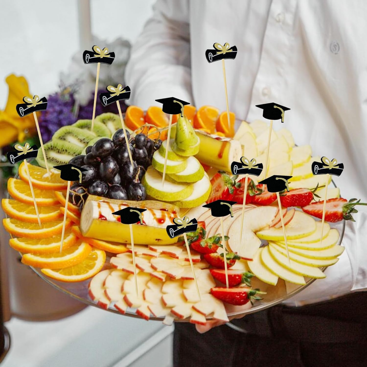 200 palillos de cóctel de graduación, 4.7 pulgadas, palillos de dientes de cóctel, palillos de dientes largos decorativos de bambú para suministros