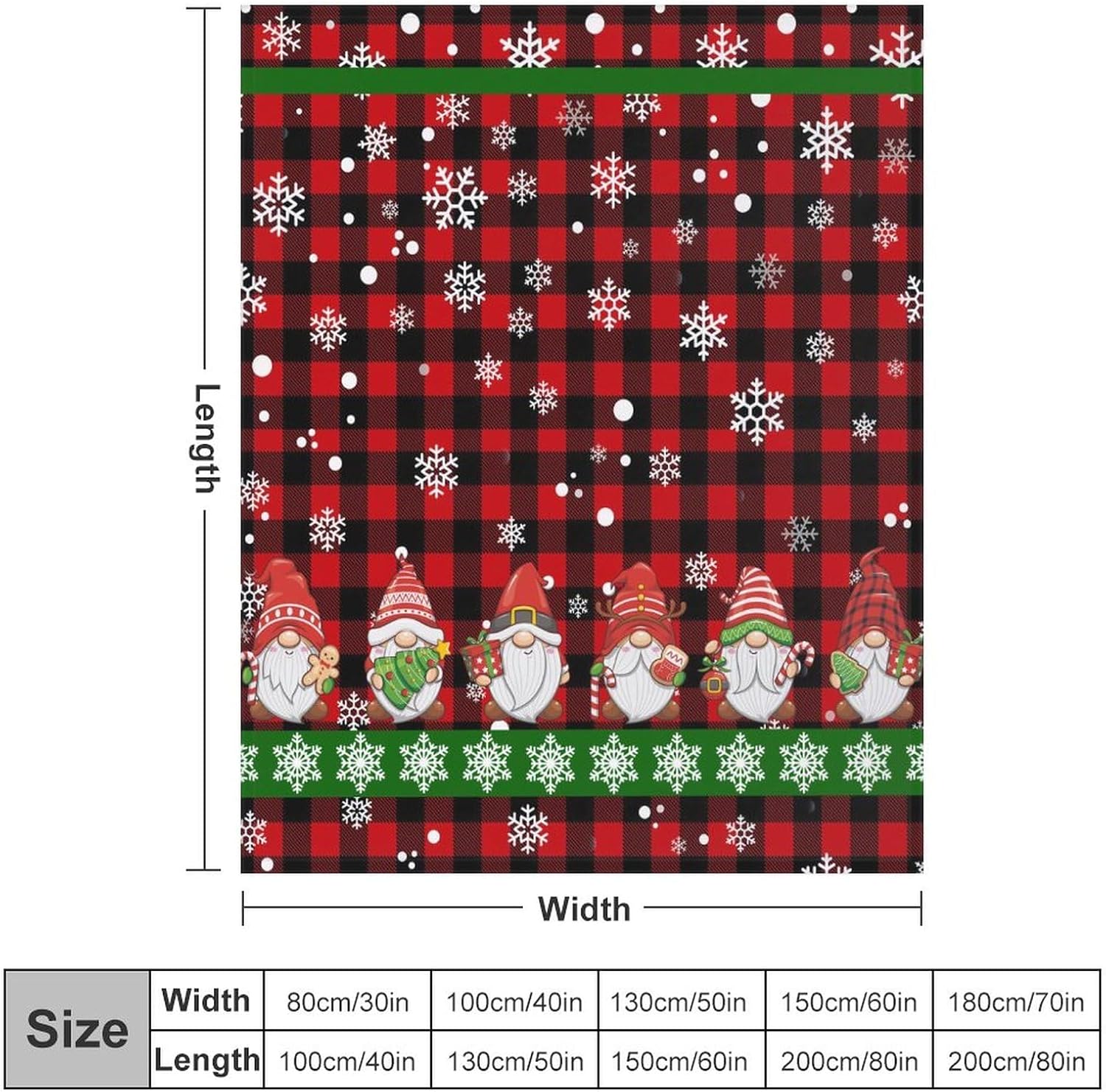 Mantas de invierno con texto en inglés “Merry Christmas” para sofá y cama, color rojo y negro, diseño de gnomos y copos de nieve, suaves,