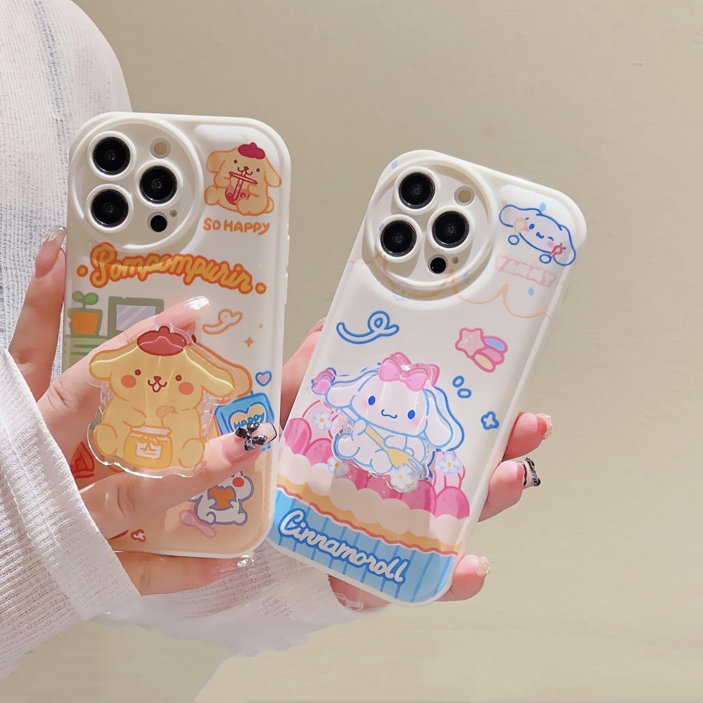 Funda Kawaii compatible con iPhone 12 Pro Max, bonita funda de dibujos animados, funda suave de TPU con soporte de agarre para mujeres y niñas,