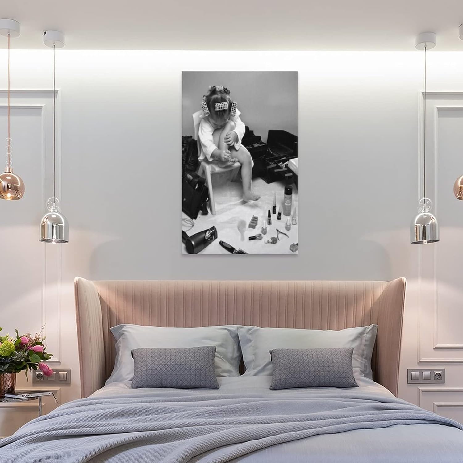 Póster de arte vintage para salón de belleza infantil en blanco y negro, pinturas artísticas para pared, decoración del hogar, sala de estar,