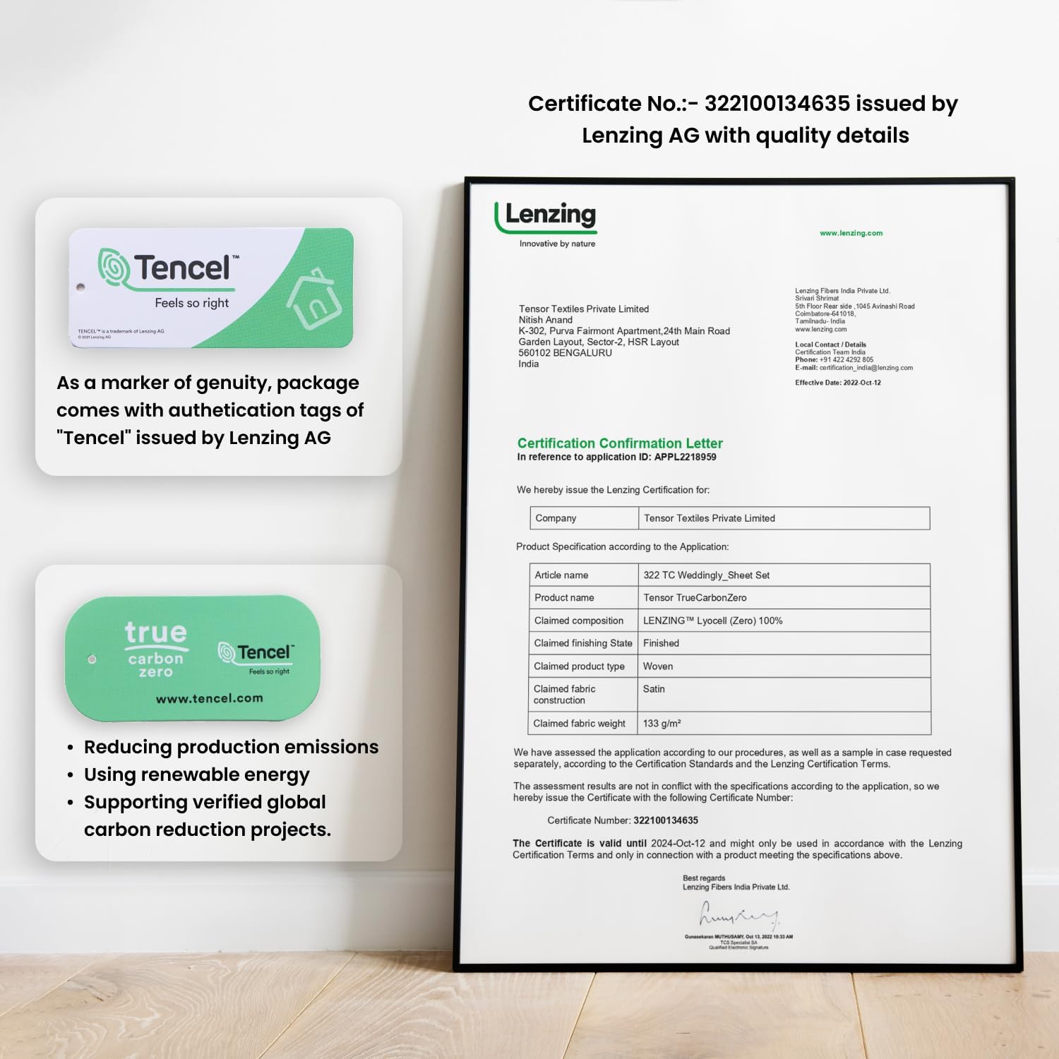 Sábanas certificadas 100% Tencel Lyocell  Juego de 4 piezasTejido satinadoCarbono verdadero ceroSuave a la pielEtiquetas de genuidad