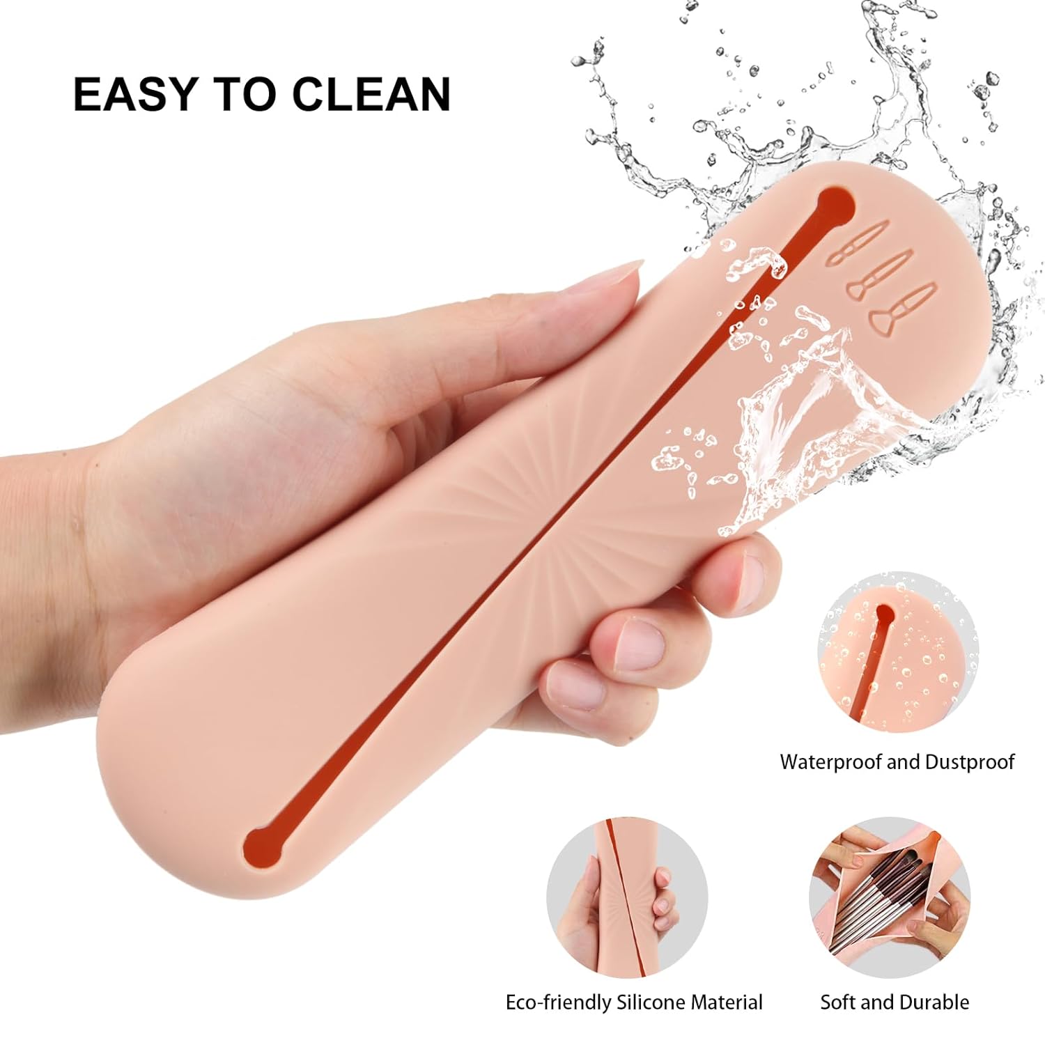 Soporte de silicona para brochas de maquillaje de viaje, soporte para brochas de maquillaje de moda para viajes, bolsa organizadora de brochas de