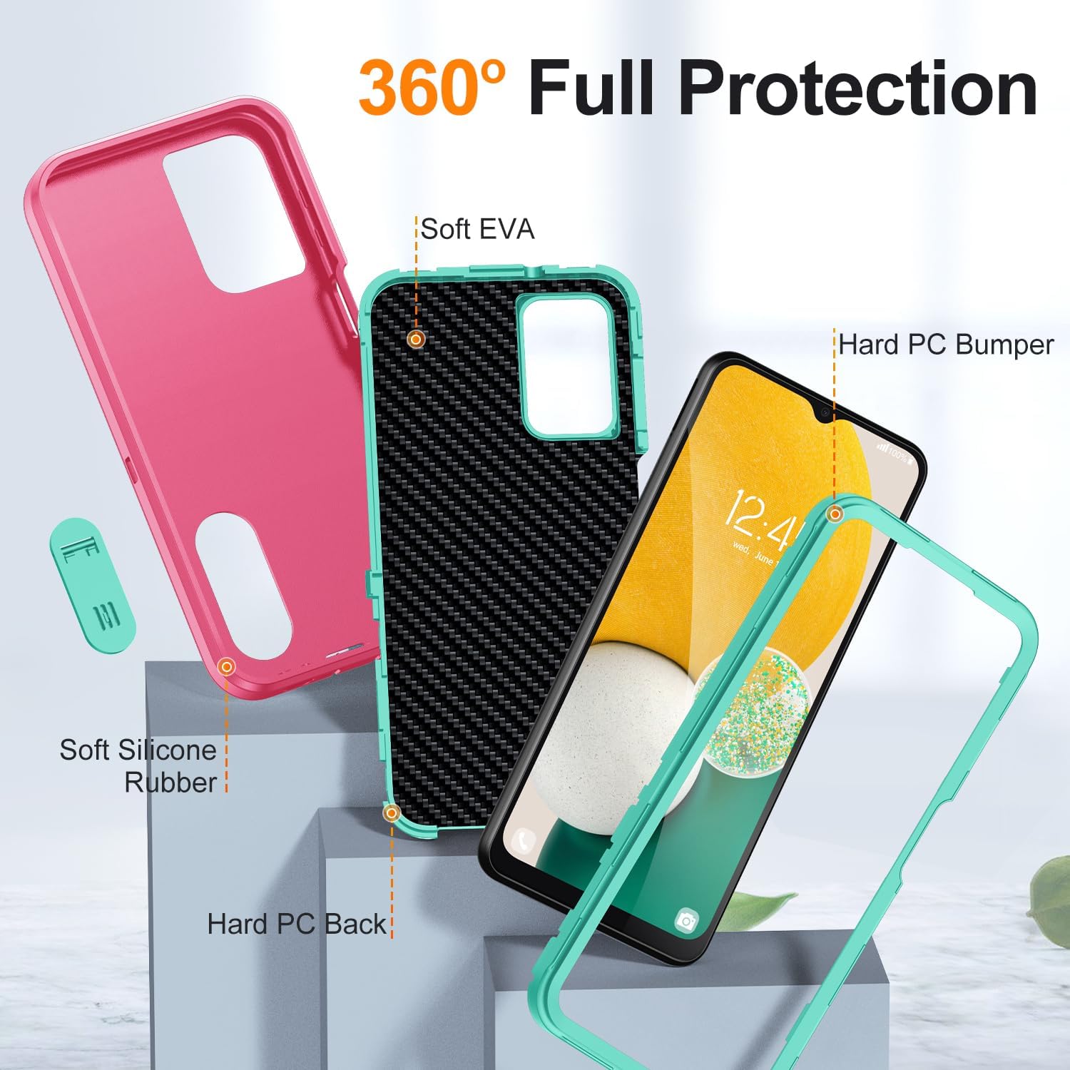 Funda para Samsung Galaxy A13 5G, Samsung A13 5G con soporte integrado, a prueba de golpes, polvo y caídas, grado militar, funda protectora de grado