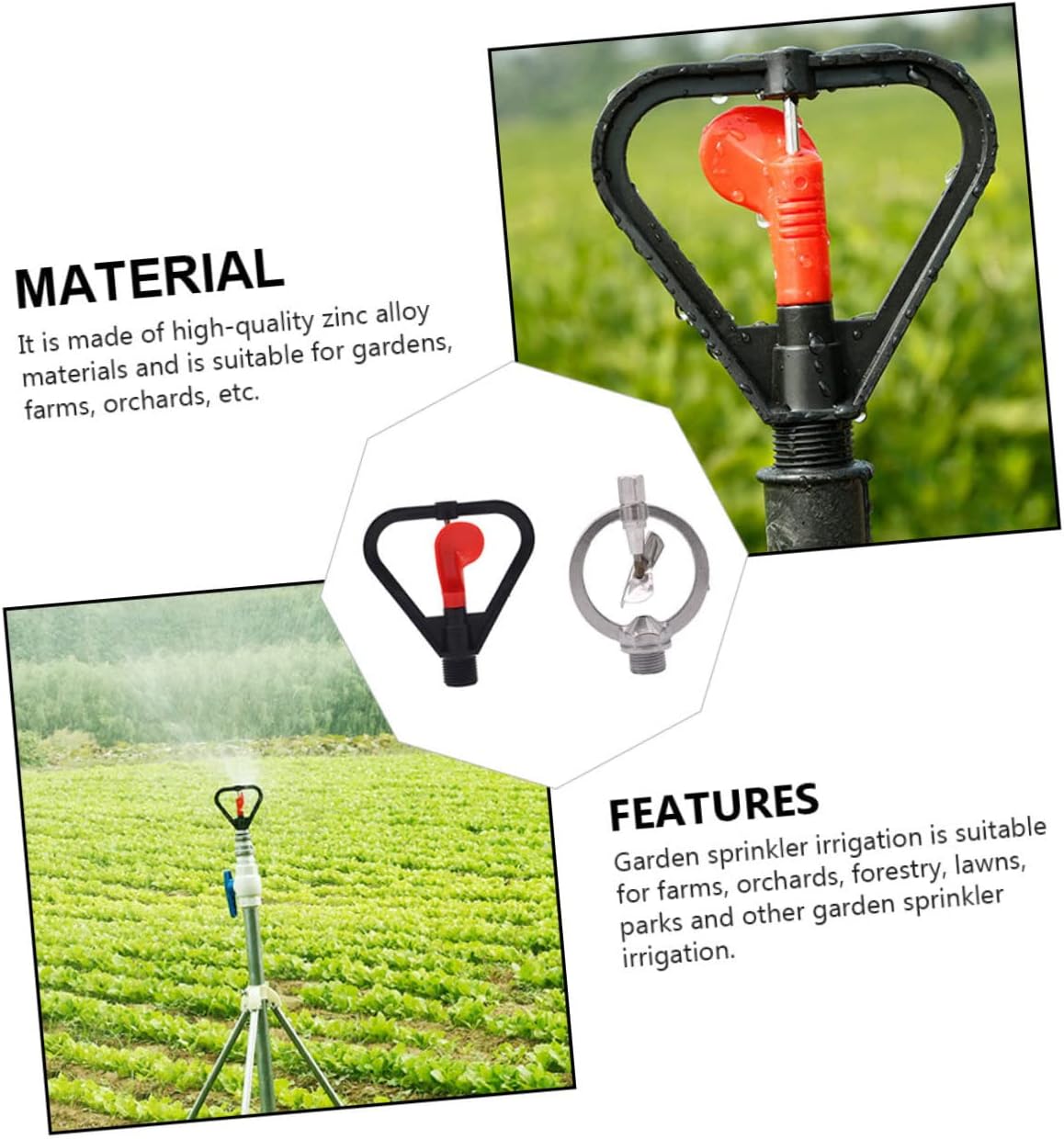 Angoily 2 unids dispositivo de riego automático cabezal de ducha manguera de jardín rociador giratorio 360 rociador de césped rociador automático de