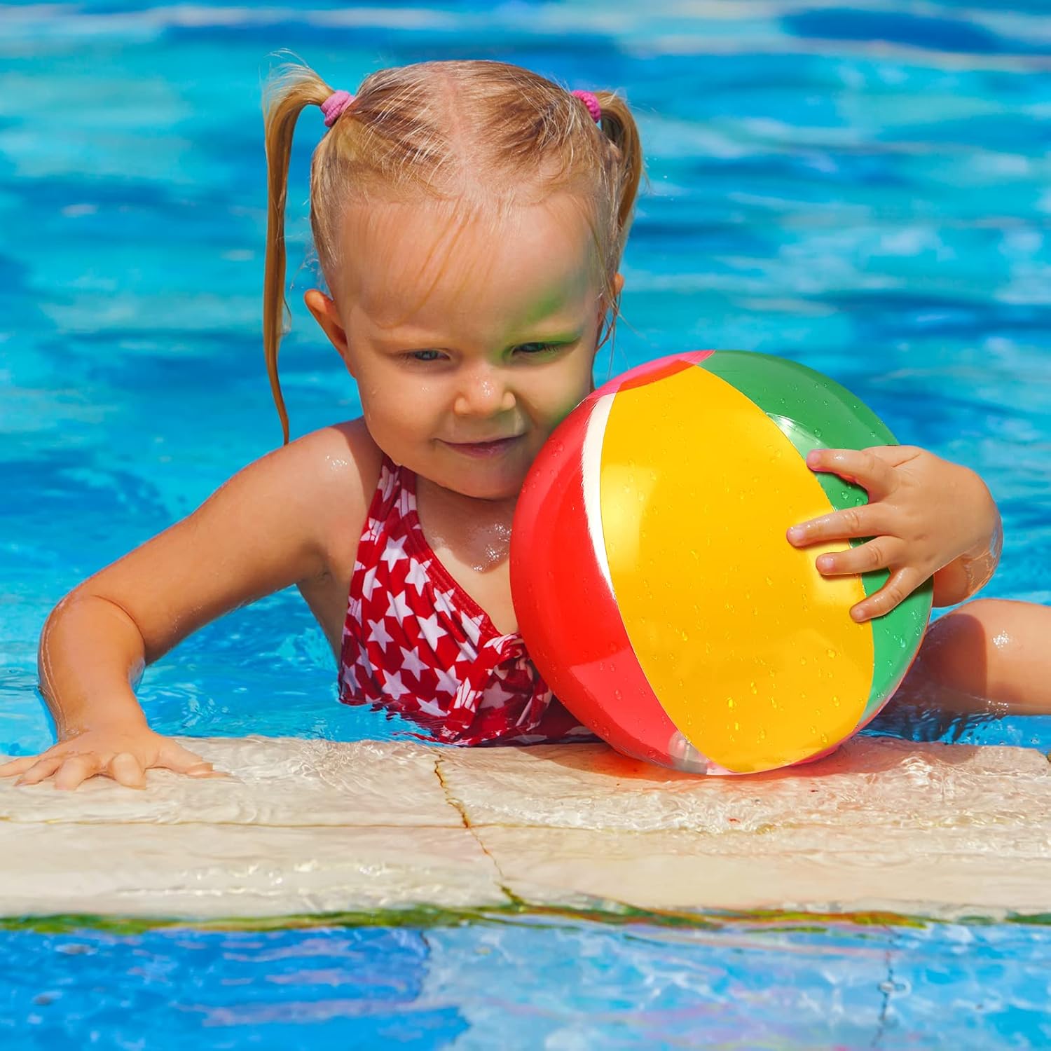 Zhanmai Bola de playa flotante e inflable que brilla en la oscuridad, color arcoíris de 9 pulgadas, de inflado a desinflado, para verano, piscina,