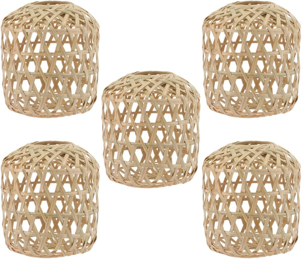 DOITOOL 5 unids Pantalla de Lámpara de Bambú Lámpara Colgante Lámparas Tejidas a Mano Lámpara Colgante Cubierta de Lámpara Cubierta de Lámpara