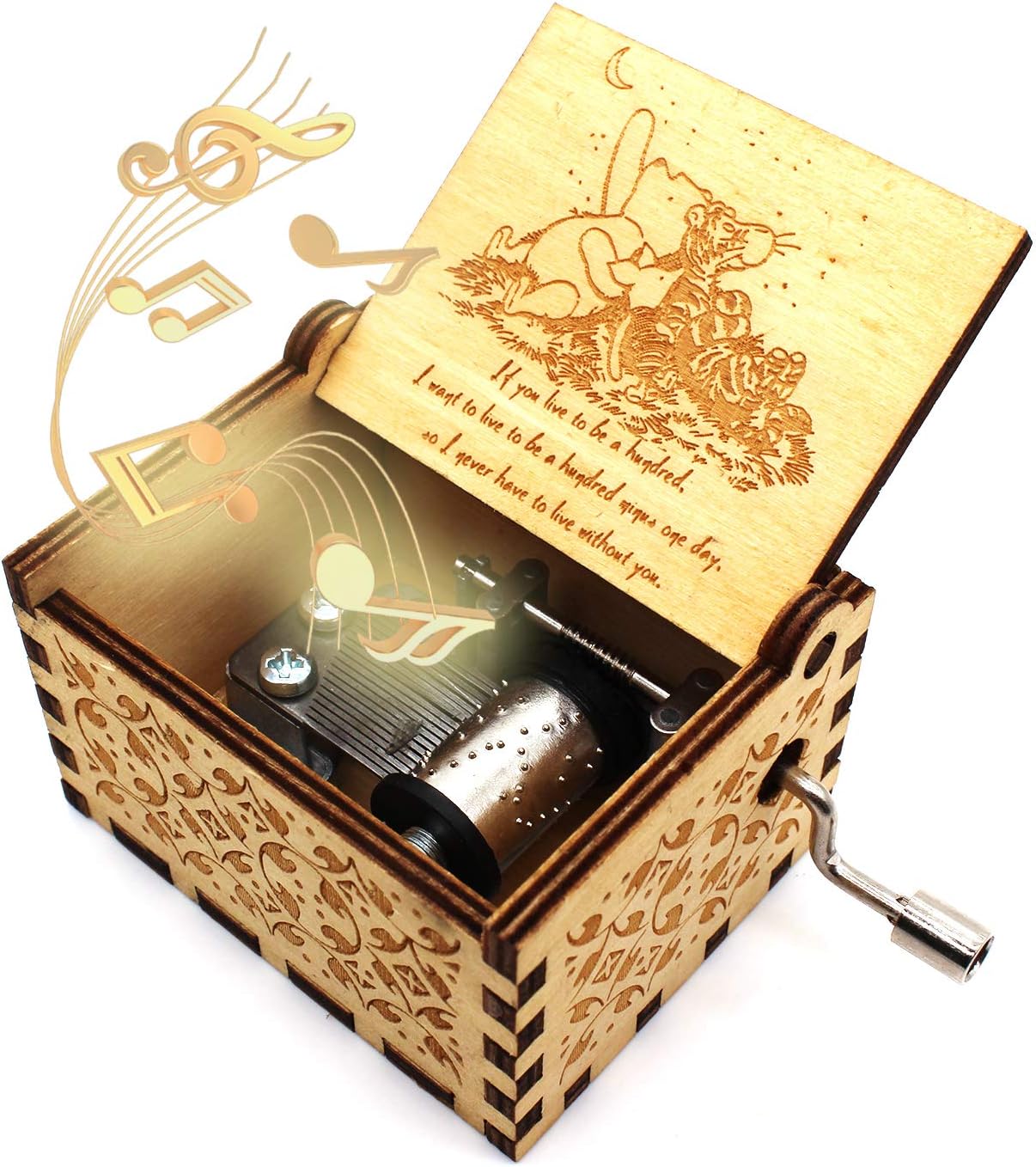ukebobo Caja de música de madera, caja de música The Pooh, regalo para amigos, Navidad, vacaciones, Año Nuevo, 1 juego (11)
