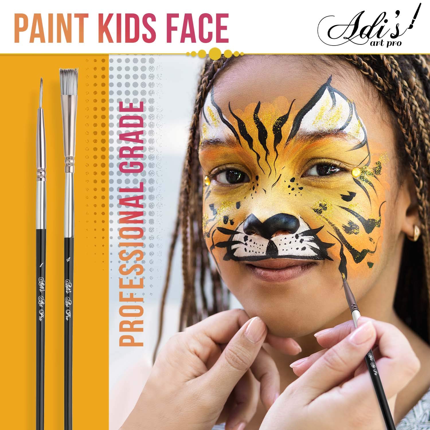 Kit de pintura facial para niños – 58 piezas Set con base de agua – Secado rápido – Pinturas para pieles sensibles no tóxicas – Brillos –