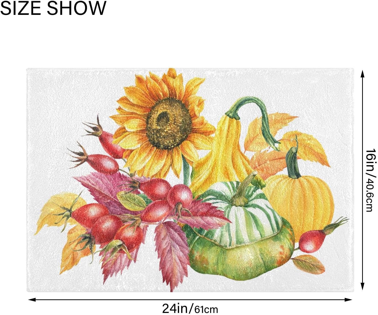 Bathroom Rugs Sets 2 Piece 24×16+24×20 Inch,Soft U-Shaped Contour Toilet Rug Pumpkin Sunflowers Non-Slip Absorbent Bath Floor Mat Carpet Set Water