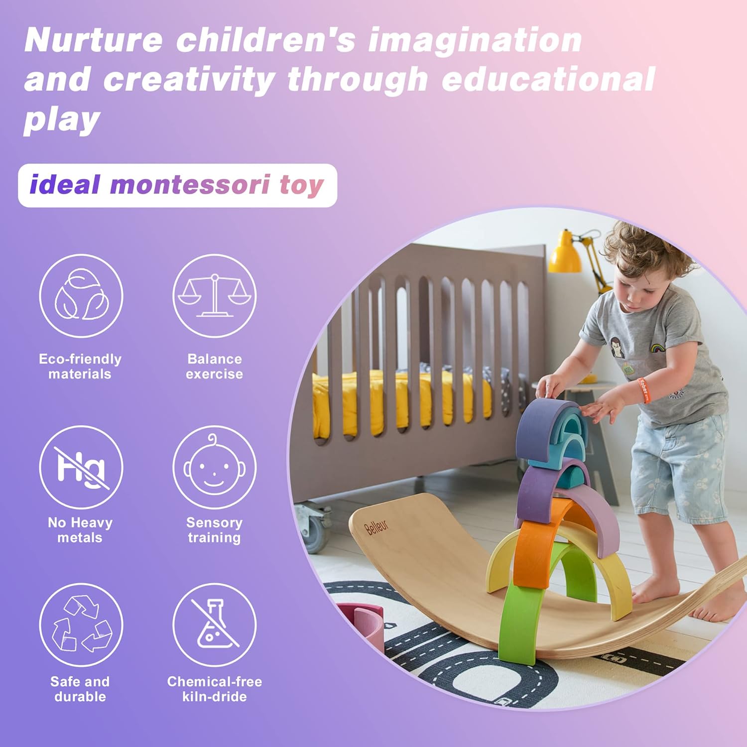 Tabla de equilibrio de madera, tabla de equilibrio oscilante para niños, para adultos, niños pequeños y niños, juguete Montessori de madera de haya