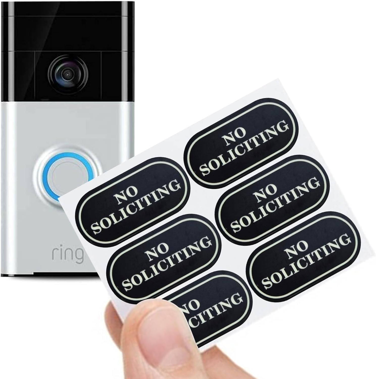 Letrero pequeño de No Soliciting para casa, 6 piezas de letrero de no solicitud, resistente a la intemperie con calcomanías que brillan en la