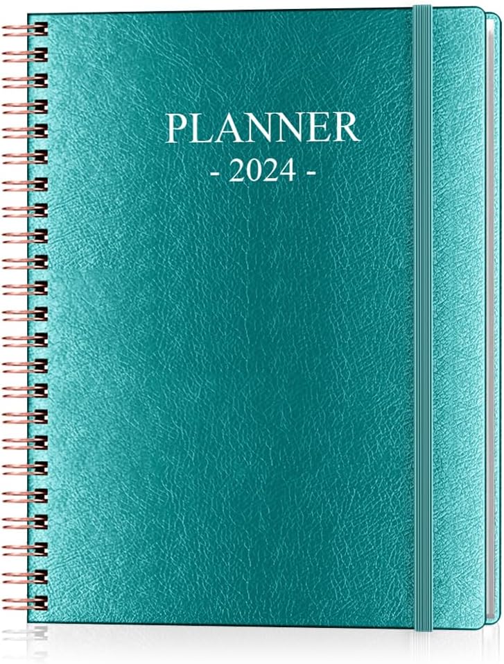 Agenda 2024  Agenda semanal y mensual desde enero de 2024 a diciembre de 2024, 9 x 11 pulgadas, 12 pestañas mensuales, bolsillo interior, funda de