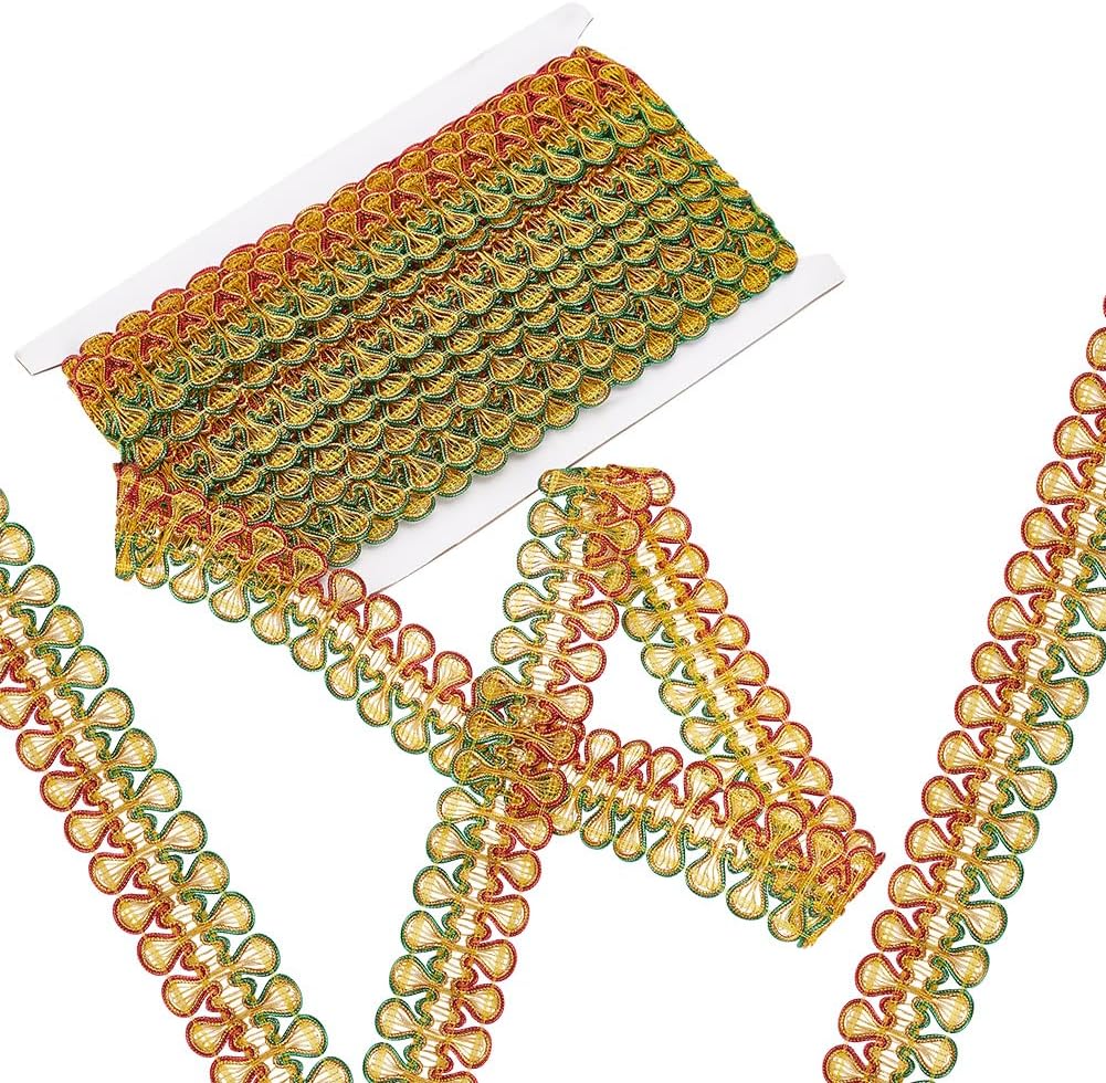 Cinta de encaje de ciempiés con bordado étnico de 15 yardas, cinta decorativa de encaje de ciempiés de 1-38 pulgadas (1.358 in) para cortina de