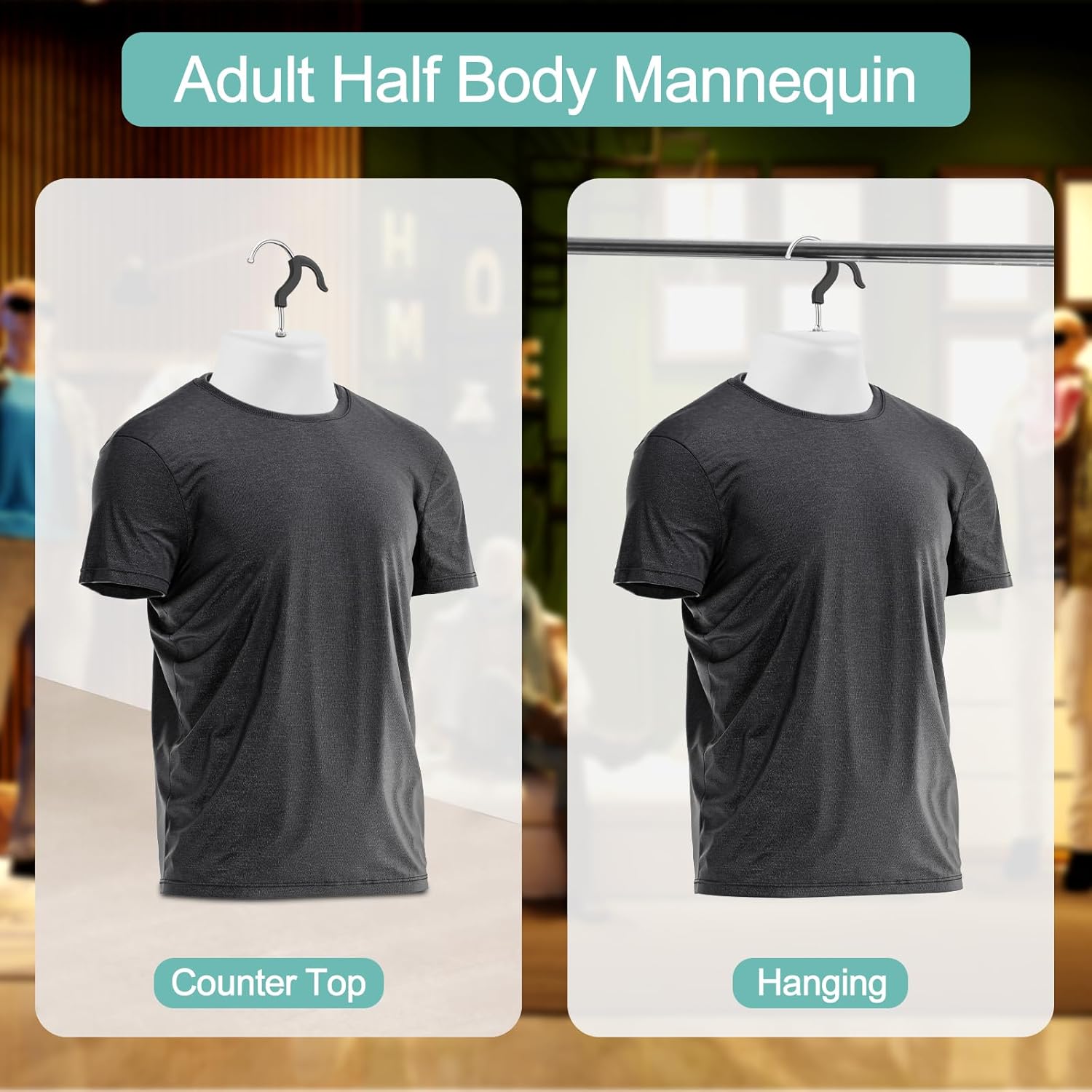 6 piezas de maniquí masculino torso blanco maniquí colgante cuerpo torso con ganchos, medio maniquí cuerpo hueco espalda para coser vestido y camisa