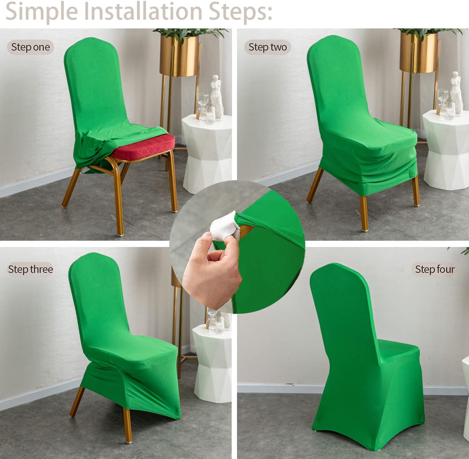 10 fundas para sillas de elastano verde fresco, fundas elásticas universales para sillas de banquetes, fundas protectoras universales para bodas,