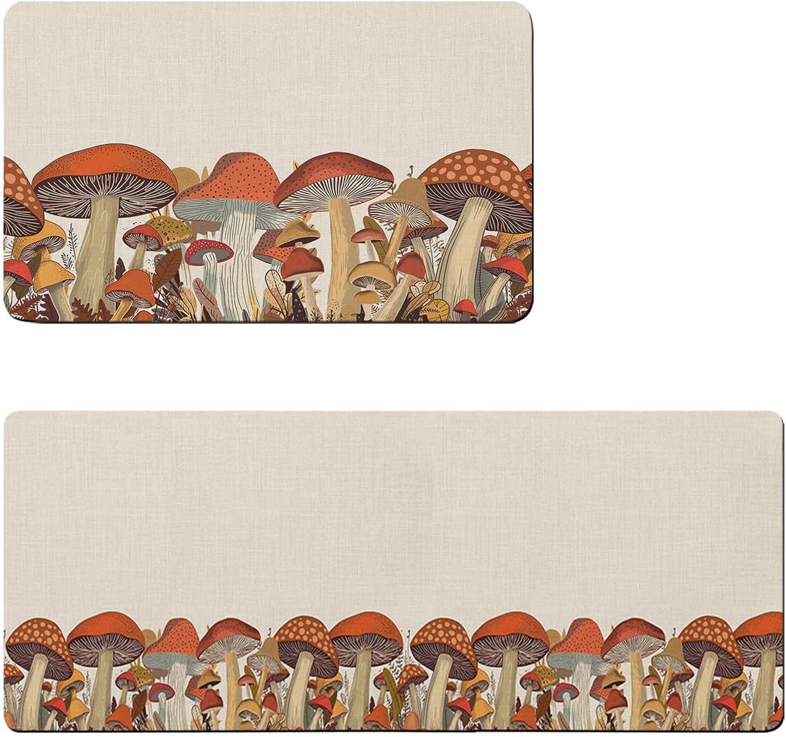 Tapete de baño antideslizante con diseño de hongos del bosque, tapete de baño de secado rápido y absorbente, tapete de ducha de tierra de diatomeas