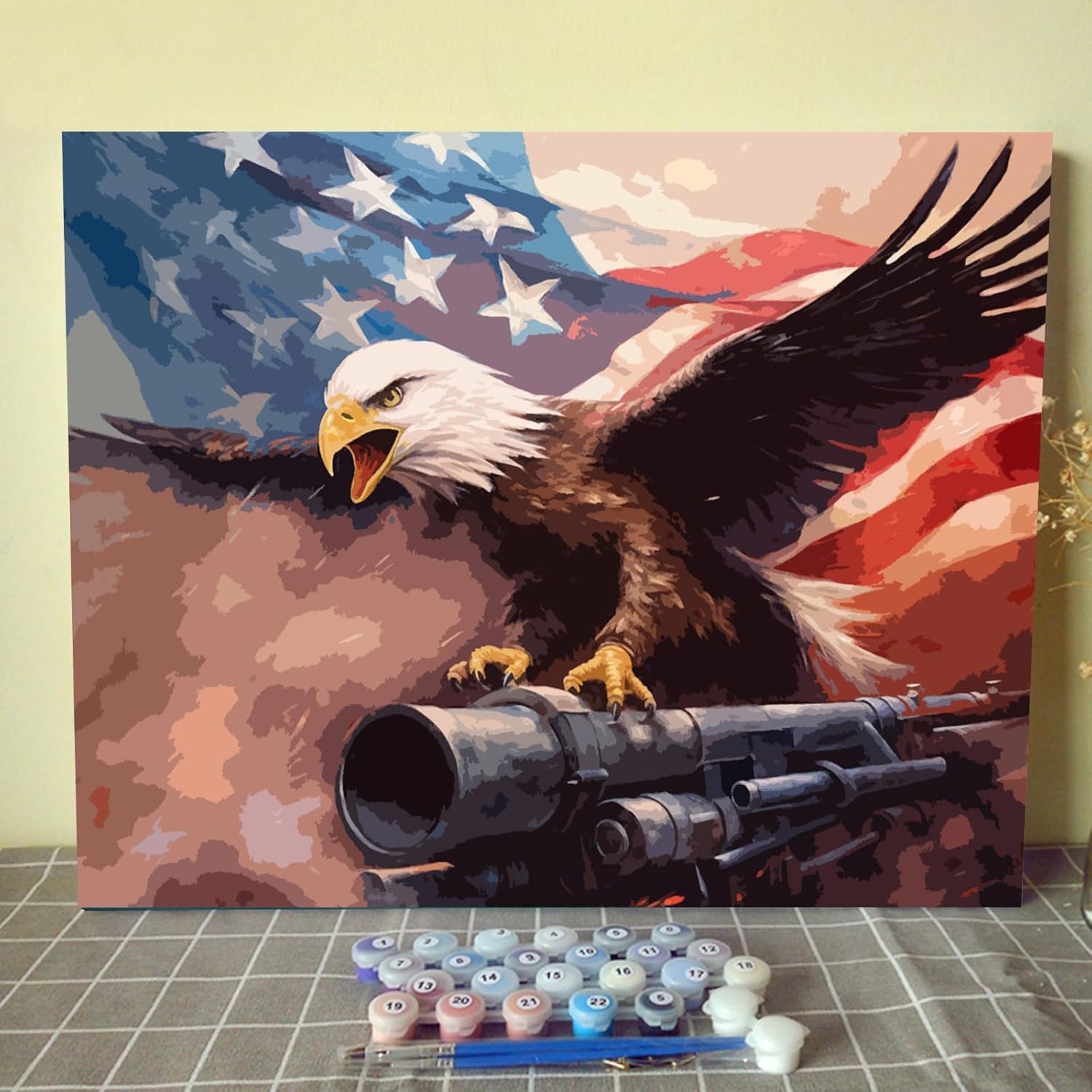 Tucocoo Kit de pintura por números para el Día de la Independencia de la Guerra por números, pintura acrílica, lienzo, animales, kit de arte para