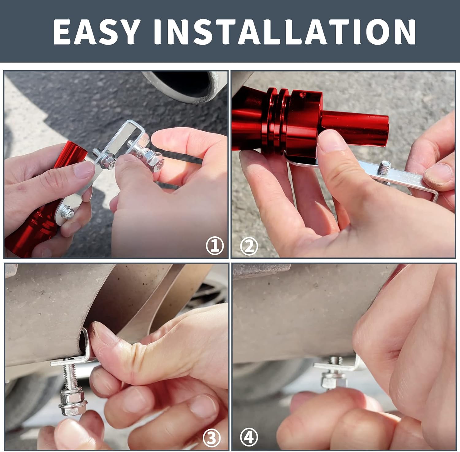 YESHMA Silenciador universal rojo universal de sonido turbo silenciador de tubo de sonda simulador de sonido de tubo de escape potenciador de ruido