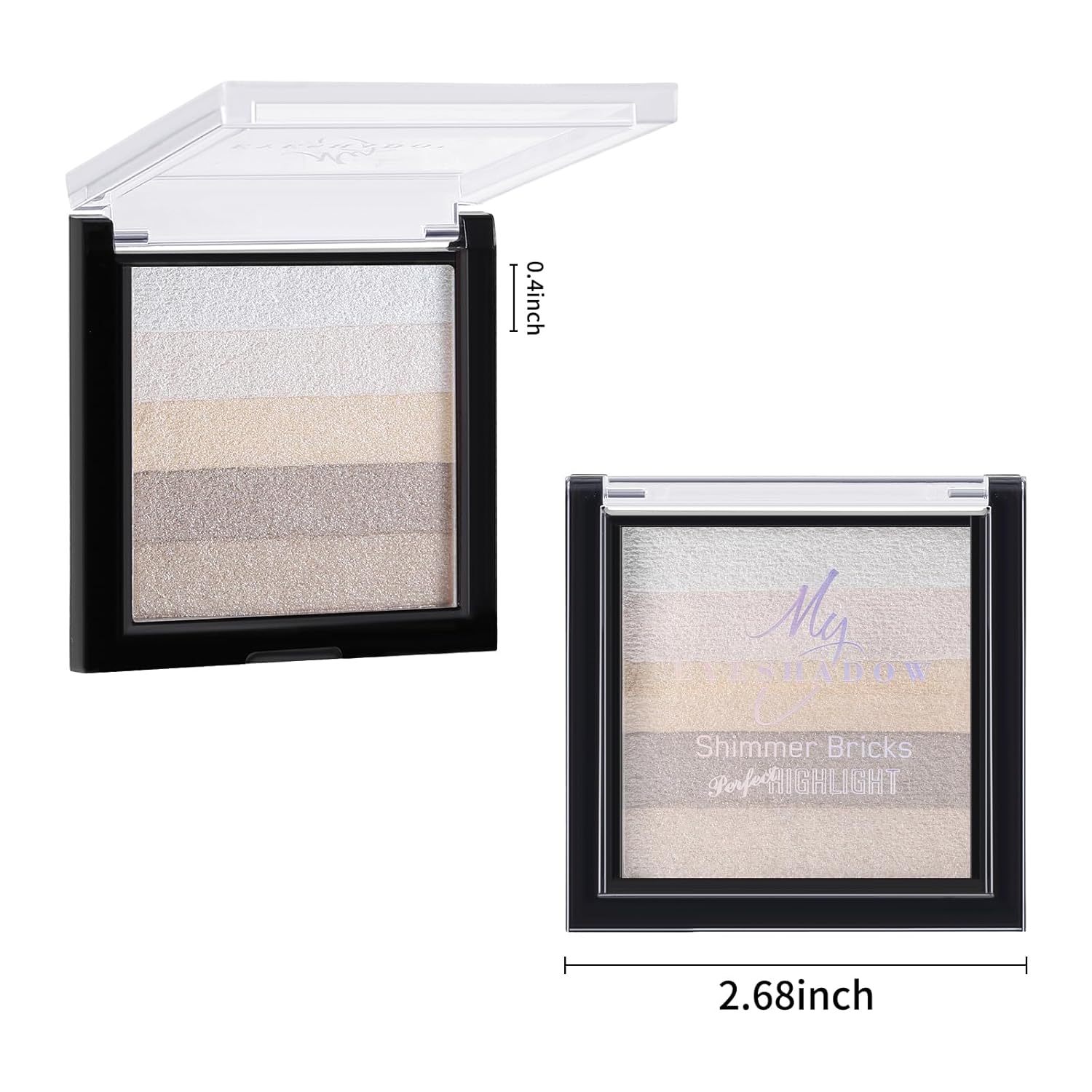 Boobeen Paleta de sombras de ojos con purpurina, 5 colores altamente pigmentados, sombra de ojos en polvo brillante, iluminador con purpurina para