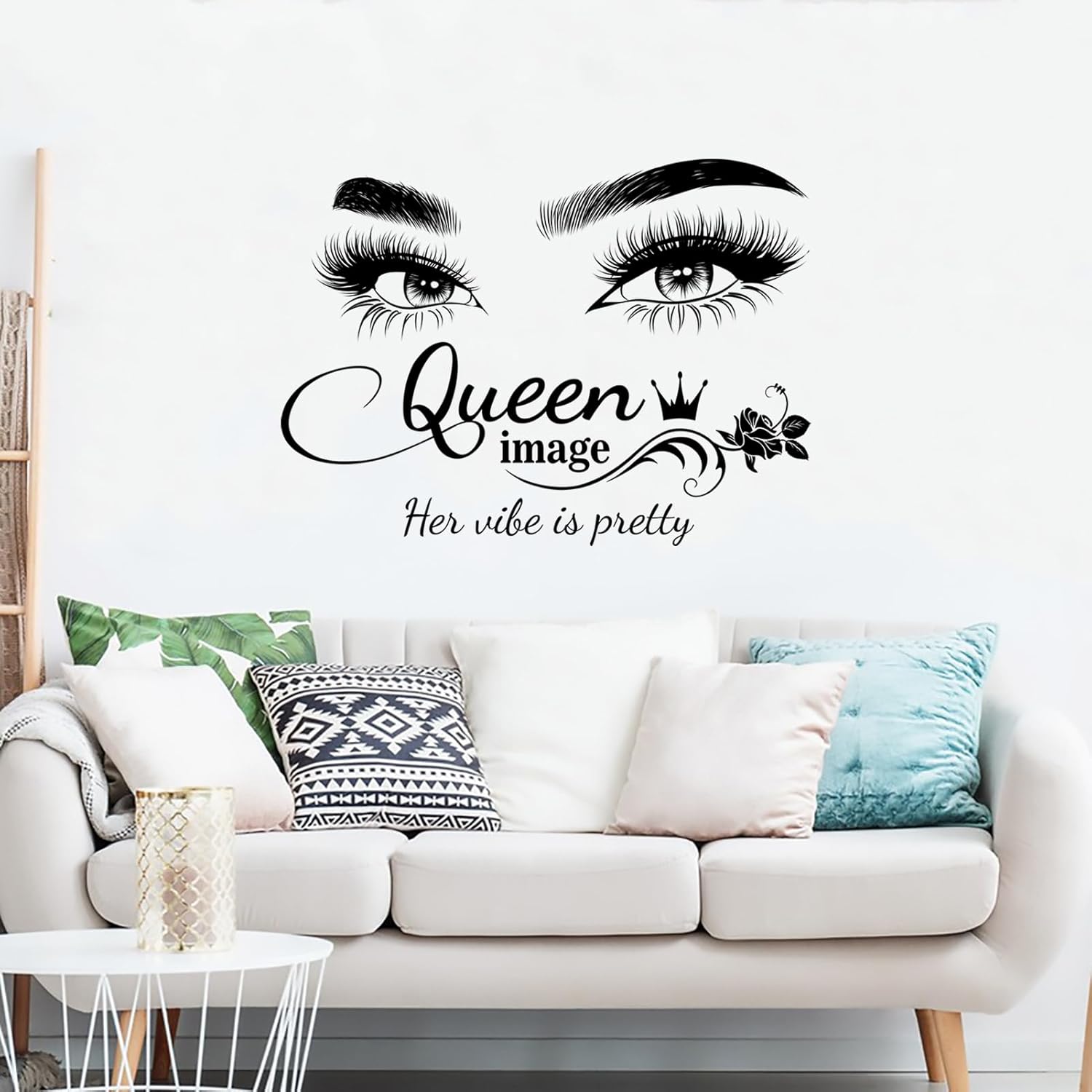 Dechom Queen Vibes – Calcomanías de pared con citas inspiradoras, ojos sexys, palabras motivacionales, calcomanías de pared para mujeres y niñas,