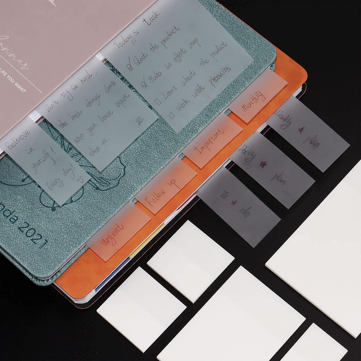 1000 hojas de notas adhesivas transparentes de 3 x 2 pulgadas, N, 3 x 1, impermeable, transparente, para recordatorio, notas de índice para anotar