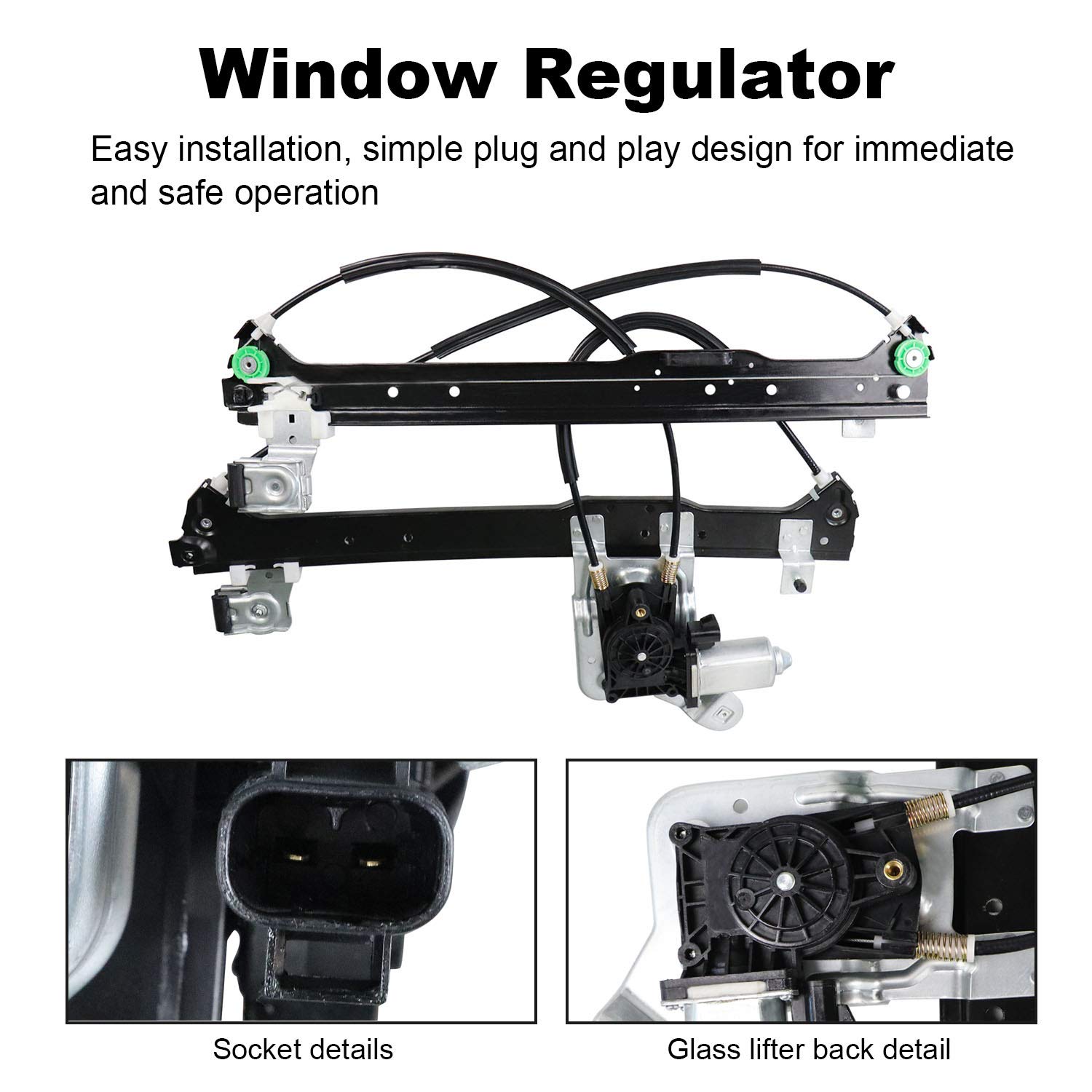 AWEHIRU Dekalaii 741-579 Conjunto de motor y regulador de la ventanilla eléctrica del lado del pasajero trasero para Cadillac Escalade 2002-2006 GMC