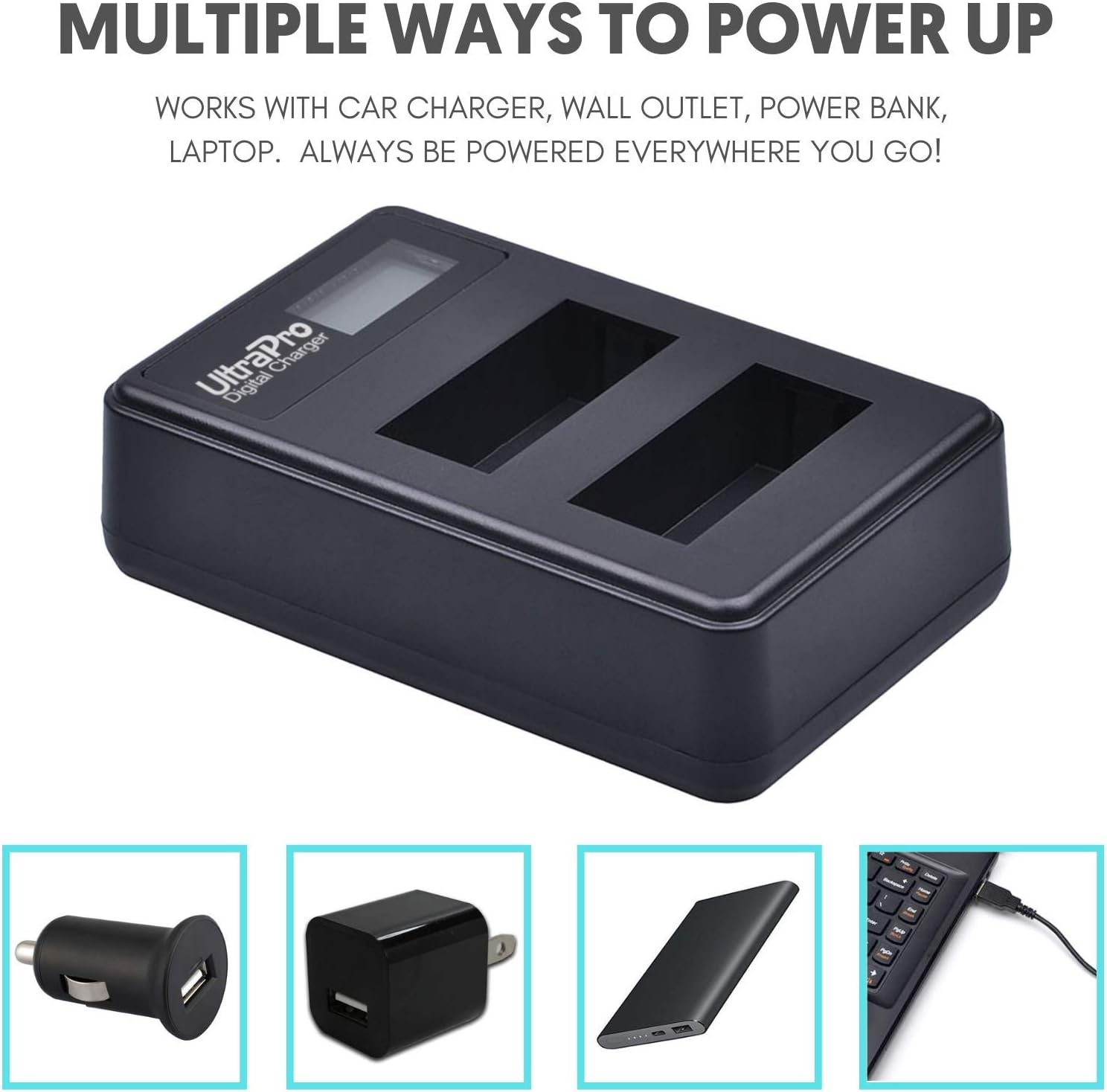 UltraPro Paquete de 2 baterías de repuesto LP-E17 con cargador dual LCD rápido. El paquete UltraPro incluye lector de tarjetas USB SDSDHC.