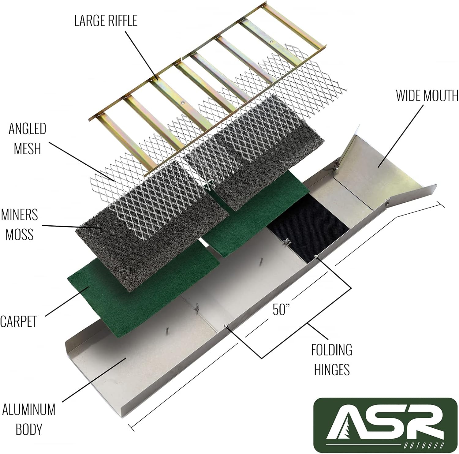 ASR Outdoor 50″ caja de esclusa de oro plegable equipo de prospección de aluminio