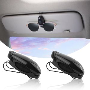2 soportes para lentes de sol para automóvil, clip de soporte para lentes de sol con esponja para proteger los lentes de sol, clip universal para 2 soportes para lentes de sol para automóvil, clip de soporte para lentes de sol con esponja para proteger los lentes de sol, clip universal para
