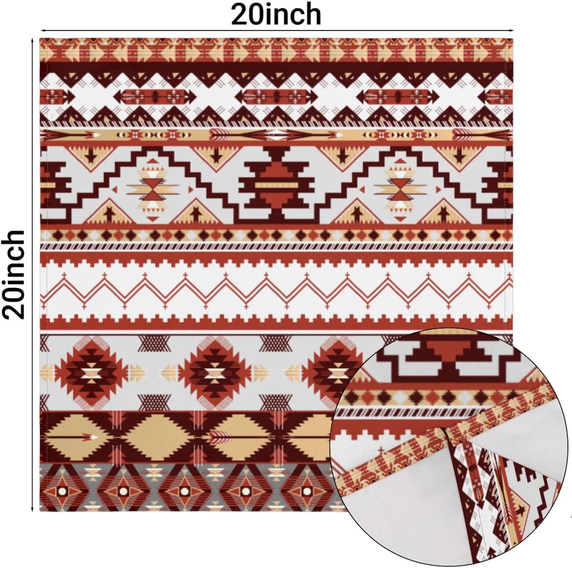 Cloth Napkins Set of 6 Aztec Geometric 20×20 Inch Cloth Napkins Ethnic Pattern Washable Reusable Kitchen Dinner Napkins Table Decor for Wedding,