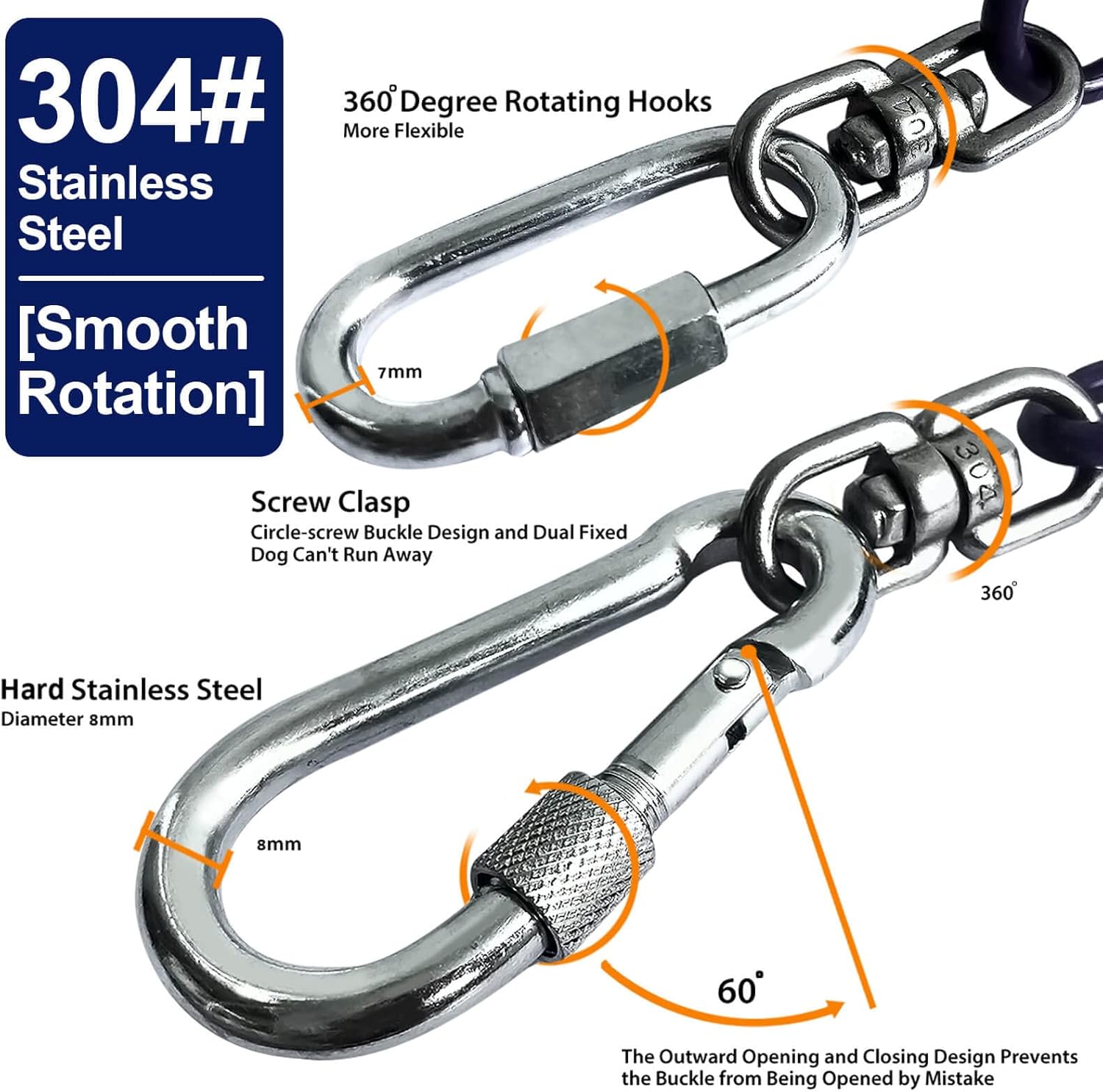 Cable de amarre para perros de hasta 300 libras, 150 pies, extra fuerte, más de 1000 libras, resistencia a la rotura, correa de entrenamiento, cable
