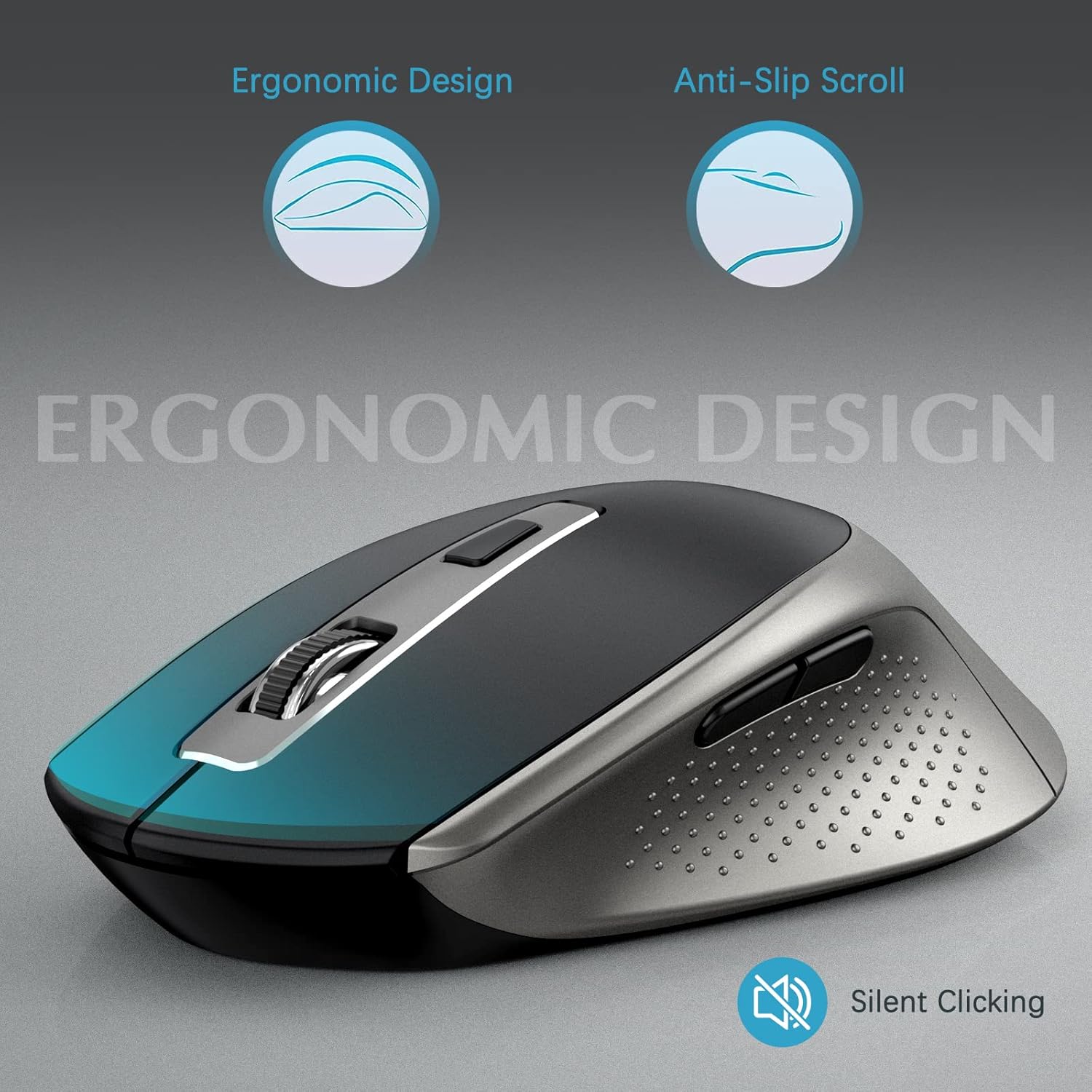 J JOYACCESS – Juego de teclado y mouse inalámbricos elegante y ergonómico de 2.4 G, portátil y cómodo para viajes, compatible con