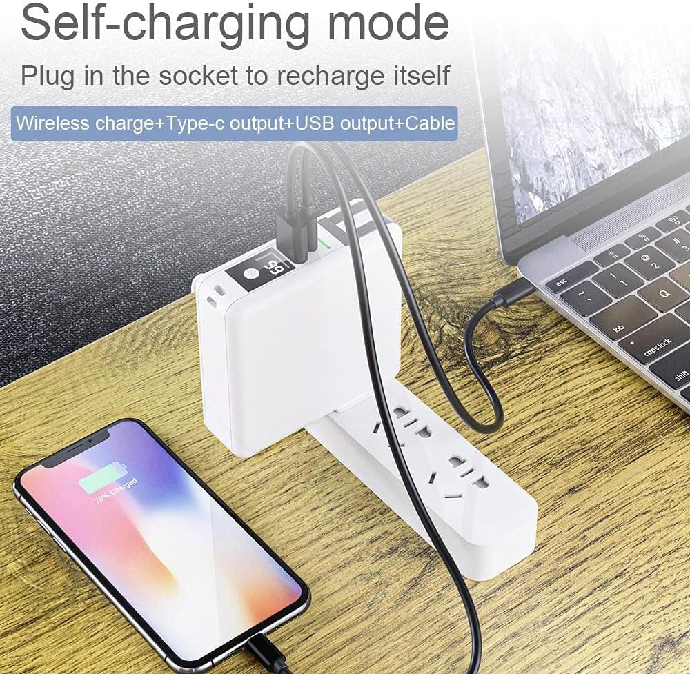 BoxWave Cargador compatible con ASUS ROG Flow Z13-ACRNM RMT02 – Cargador de pared inalámbrico Rejuva (10000mAh) (18W), cargador de pared inalámbrico