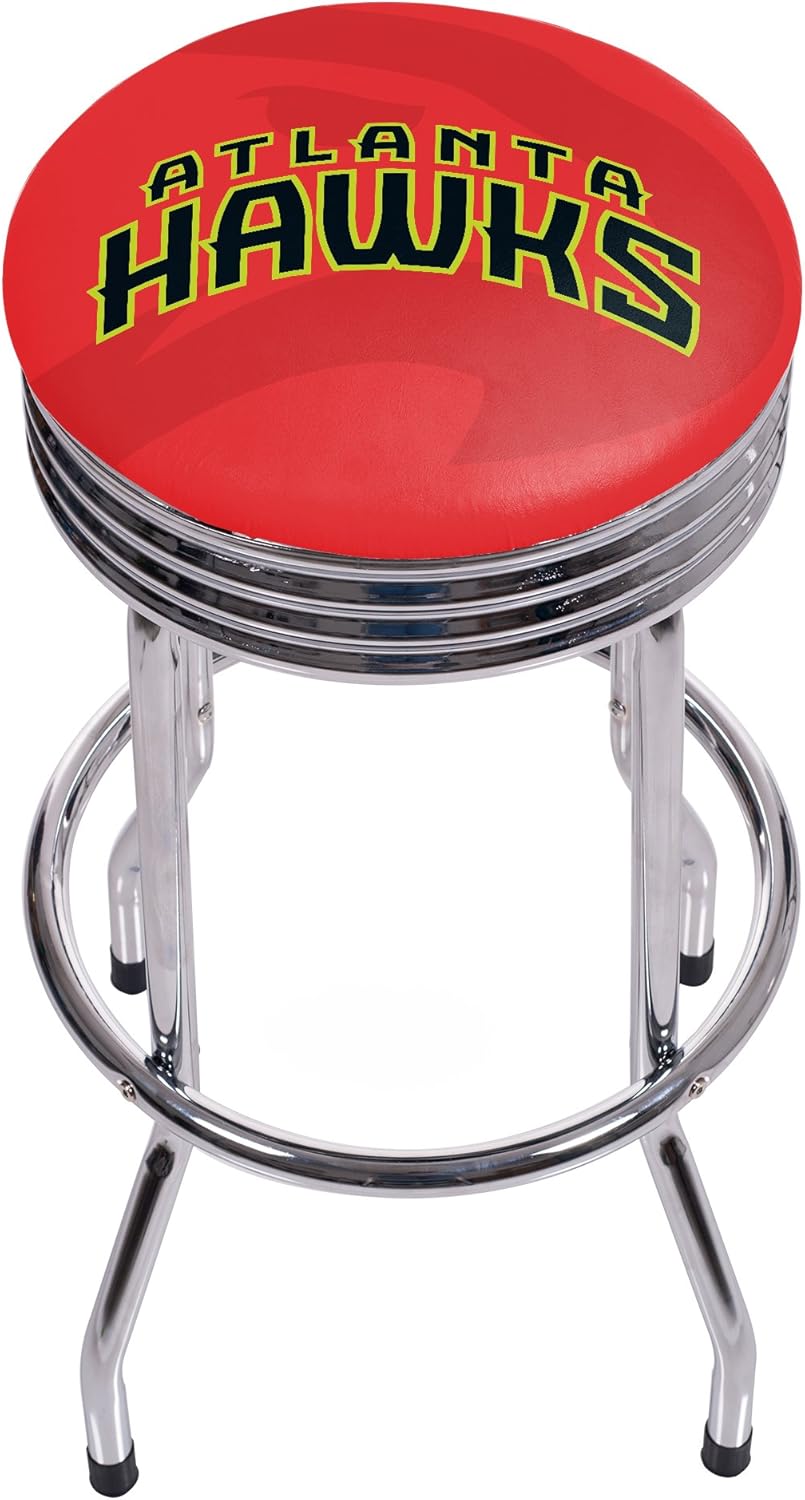 Trademark Gameroom NBA1005-AH2 NBA Taburete de bar acanalado cromado – Fade – Atlanta Hawks