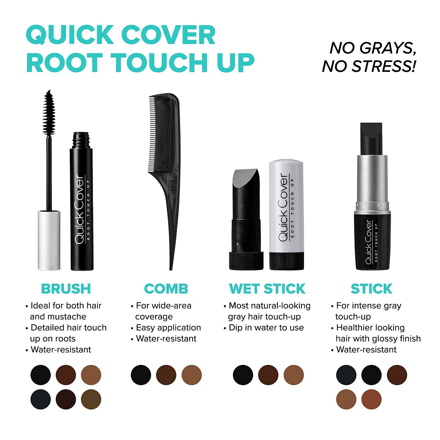 KISS Trucolor KGC01 – Palo de retoque de cabello gris instantáneo negro