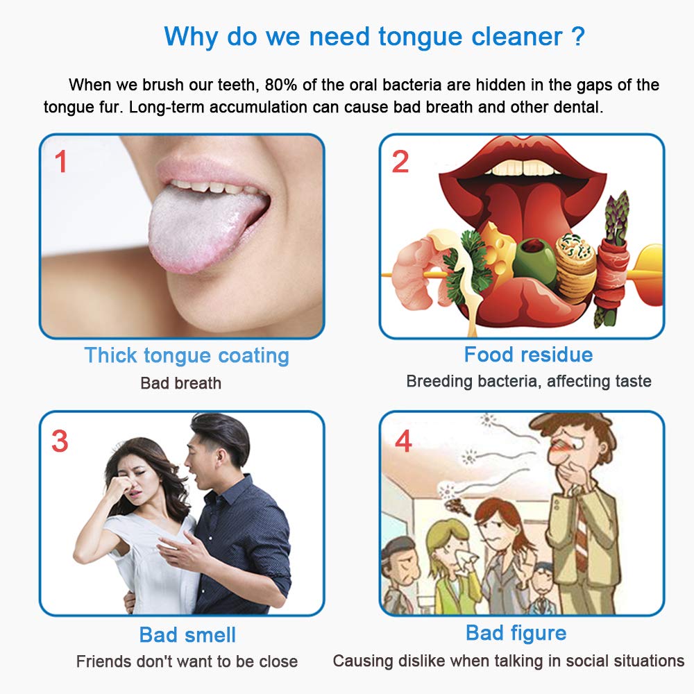 Nueva versión limpiador raspador de lengua para adultos y niños, juego de cepillos de lengua de metal de grado médico para aliento fresco dental