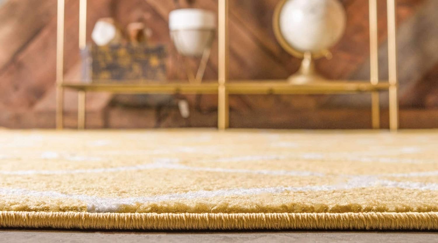 Unique Loom – Alfombra redondeada de la colección Trellis Frieze (3pies 3pulgadas x 5pies 3pulgadas, color amarillomarfil)