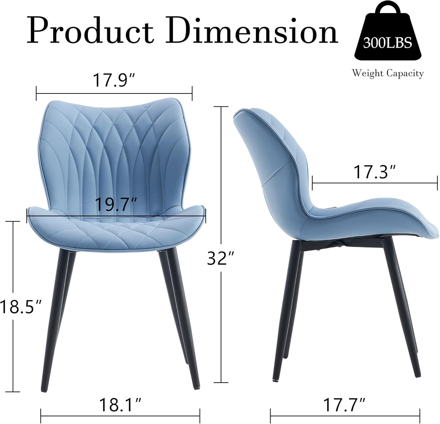 YOUNIKE Juego de 2 sillas de comedor tapizadas de piel sintética, sillas de cocina modernas, sillas laterales para sala de estar, dormitorio, con