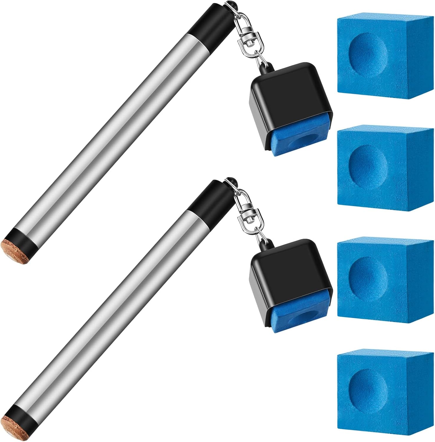 2 soportes para tiza de billar 2 en 1 para billar, portátil, punta de taco de billar, herramienta de punta de billar con 4 cubos de tiza de billar,