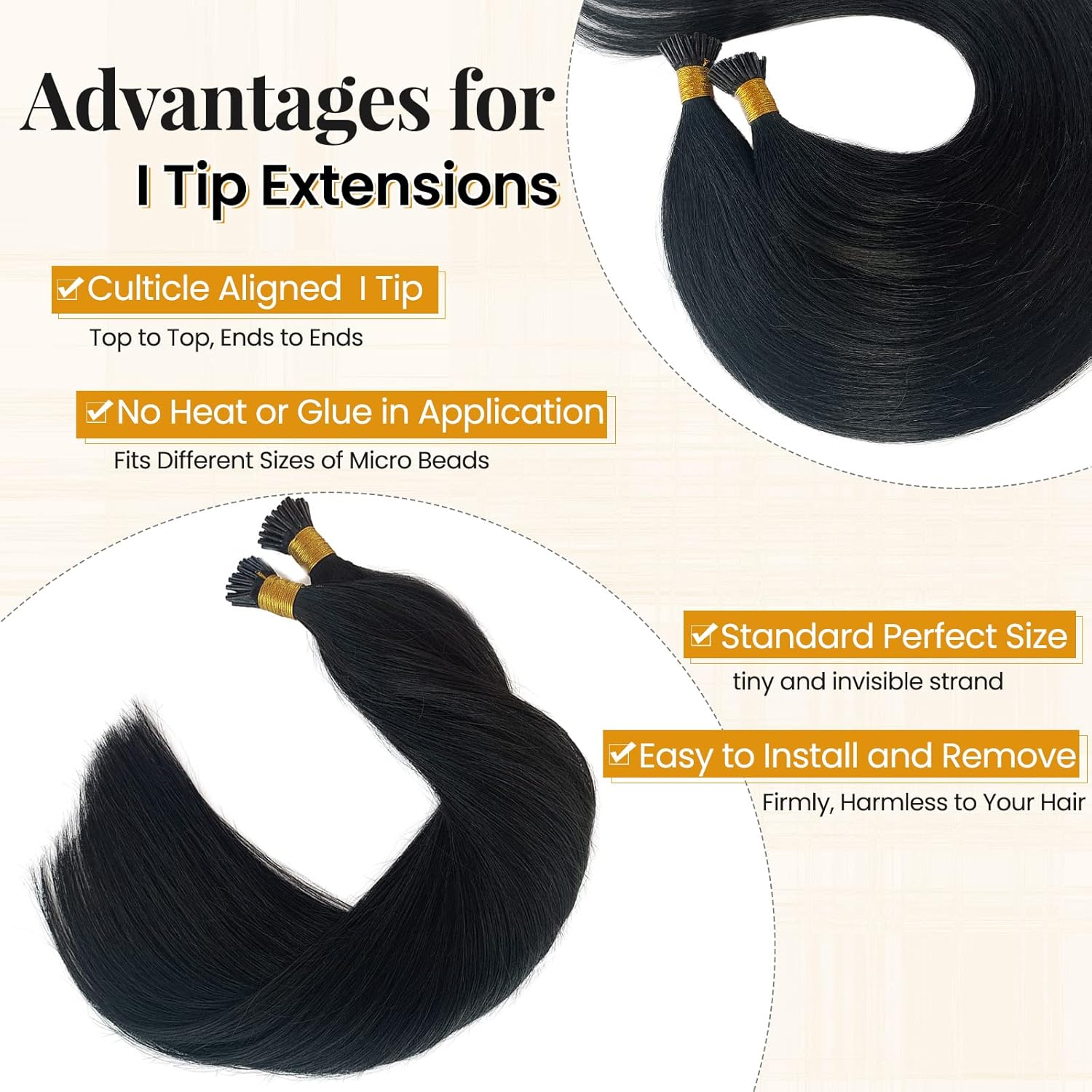 Extensiones de cabello humano real con punta I Tip color negro azabache, 1.76 oz, 100 spaquete, extensiones de cabello humano para mujeres negras,