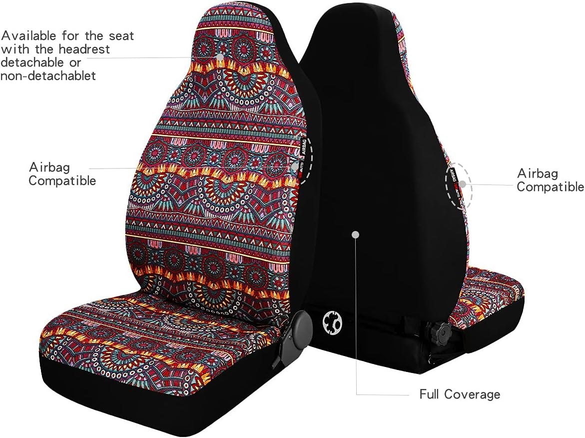P&J – Manta duradera para asiento de cubo para automóvil, diseño bohemio mágico, ajuste universal para autos, SUV, camionetas, furgonetas