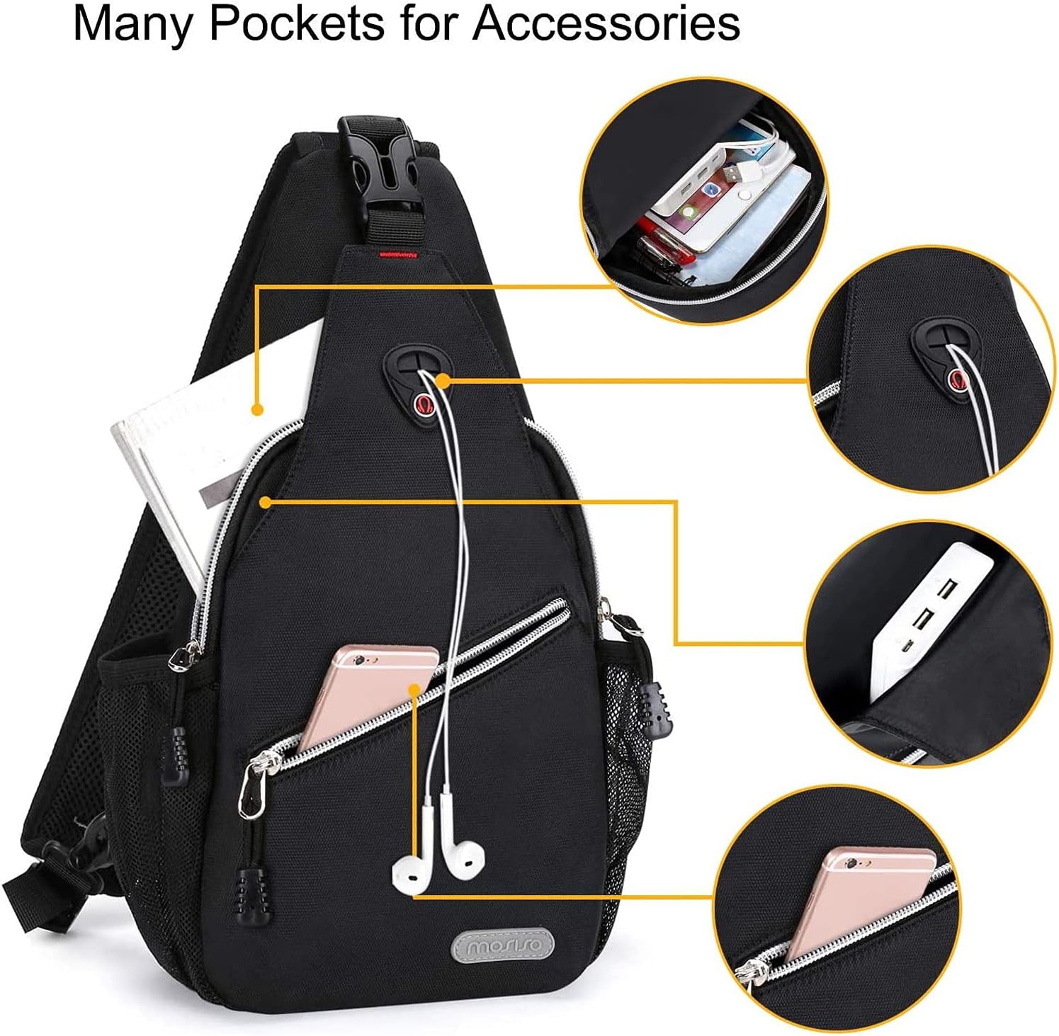 MOSISO – Minimochila bandolera, pequeña mochila de senderismo para viajes al aire libre, bolsa de deporte de estilo informal