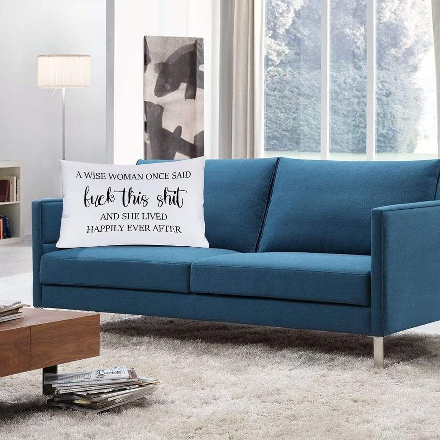 Throw Pillow Covers A Wise Woman Once Said Fuck This Shit And She Lived Happily Ever after Pillowcase Oblong Cushion Covers for Bed Chair Couch