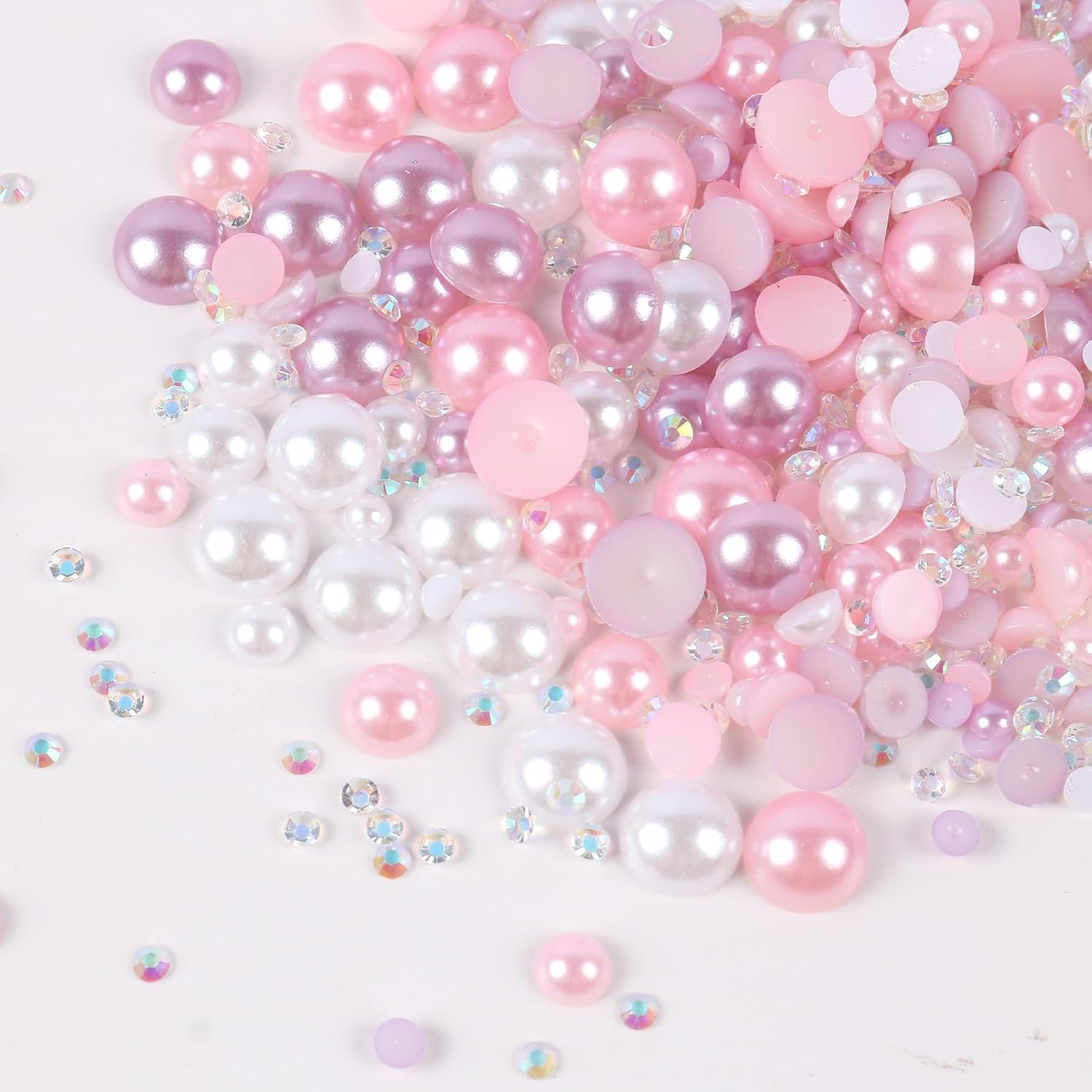 Diamantes de imitación y perlas artesanales de tamaño mixto de 1.06 oz, diamantes de imitación de resina de gelatina de 0.079 a 0.394 pulgadas para